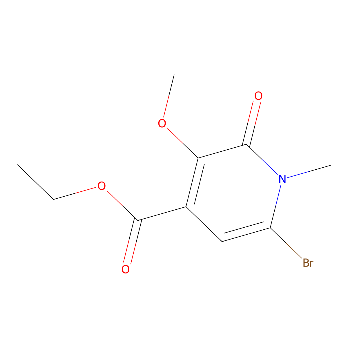 Ethyl 6-bromo-3-methoxy-1-methyl-2-oxo-1,2-dihydropyridine-4-carboxylate molecular structure, CAS 1429204-40-9