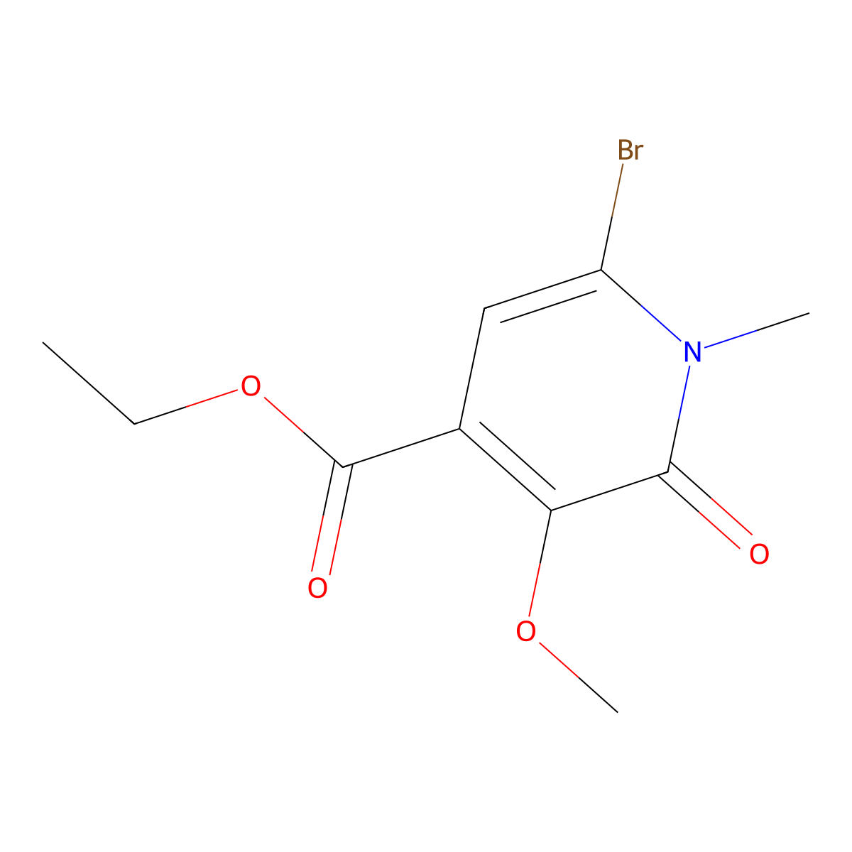 Ethyl 6-bromo-3-methoxy-1-methyl-2-oxo-1,2-dihydropyridine-4-carboxylate molecular structure, CAS 1429204-40-9