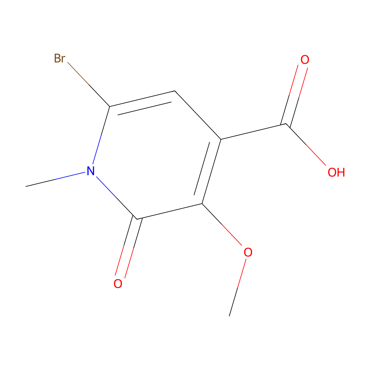 6-Bromo-3-methoxy-1-methyl-2-oxo-1,2-dihydropyridine-4-carboxylic acid molecular structure, CAS 1429204-41-0