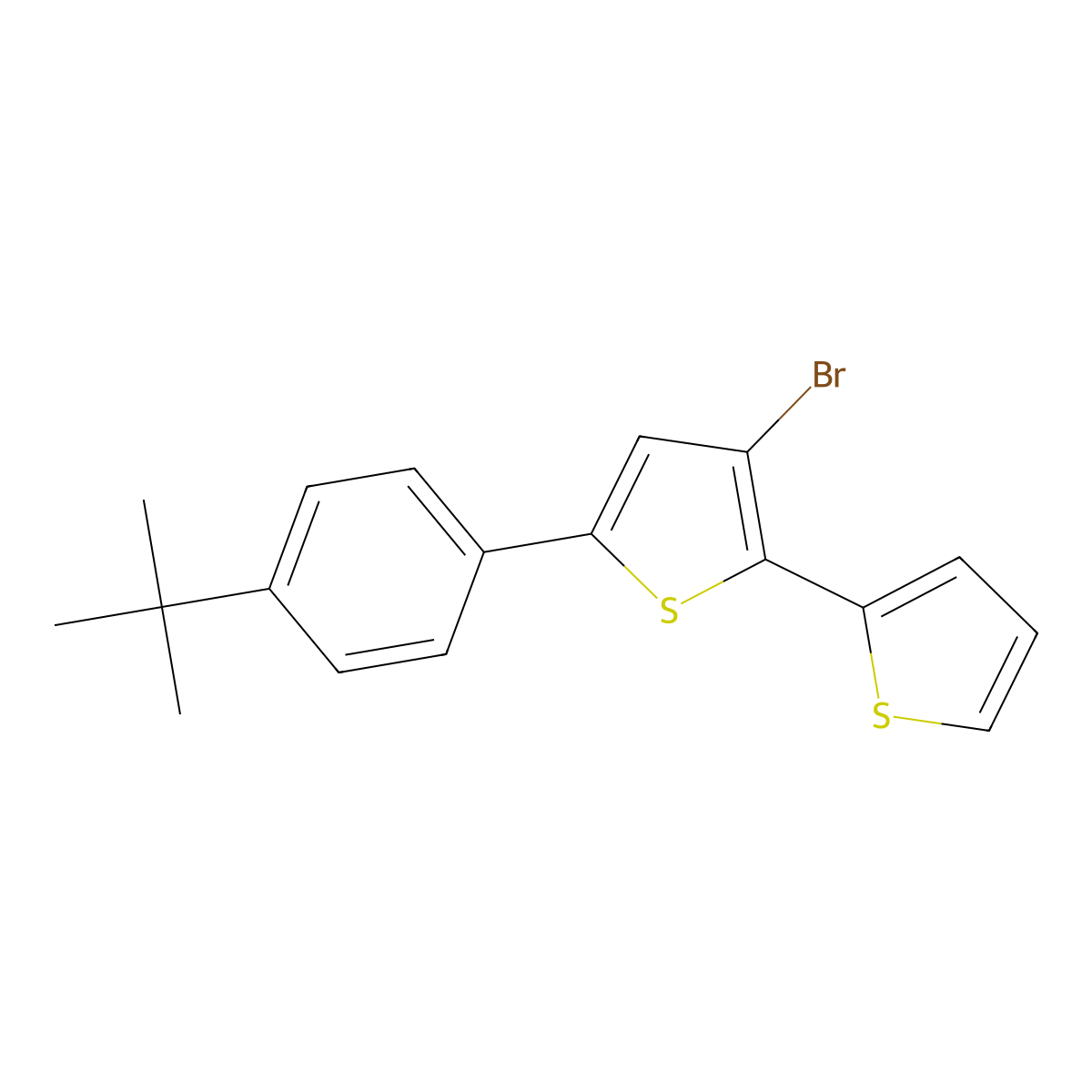 3-Bromo-5-(4-(tert-butyl)phenyl)-2,2'-bithiophene molecular structure, CAS 1429209-15-3