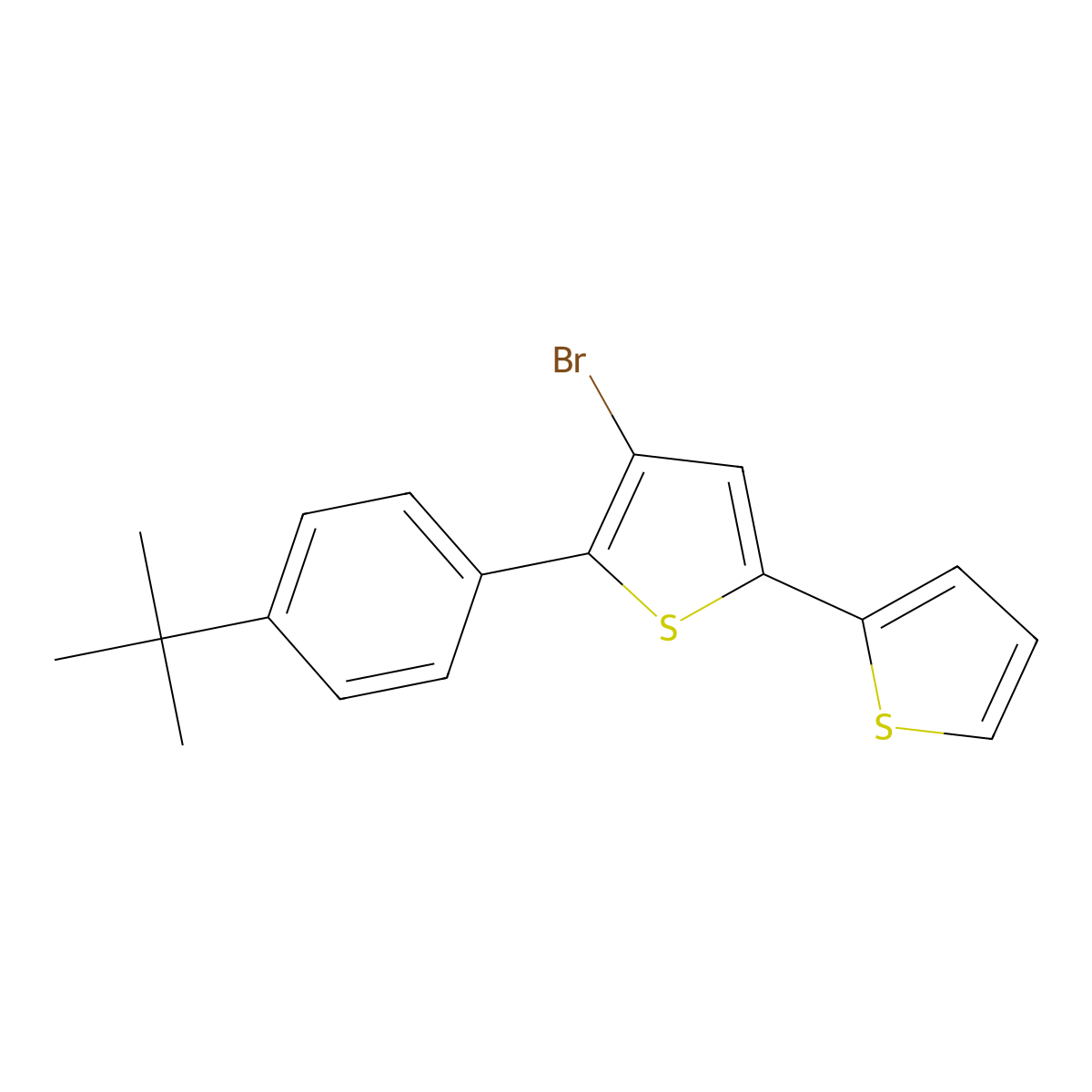 4-Bromo-5-(4-(tert-butyl)phenyl)-2,2'-bithiophene molecular structure, CAS 1429209-16-4