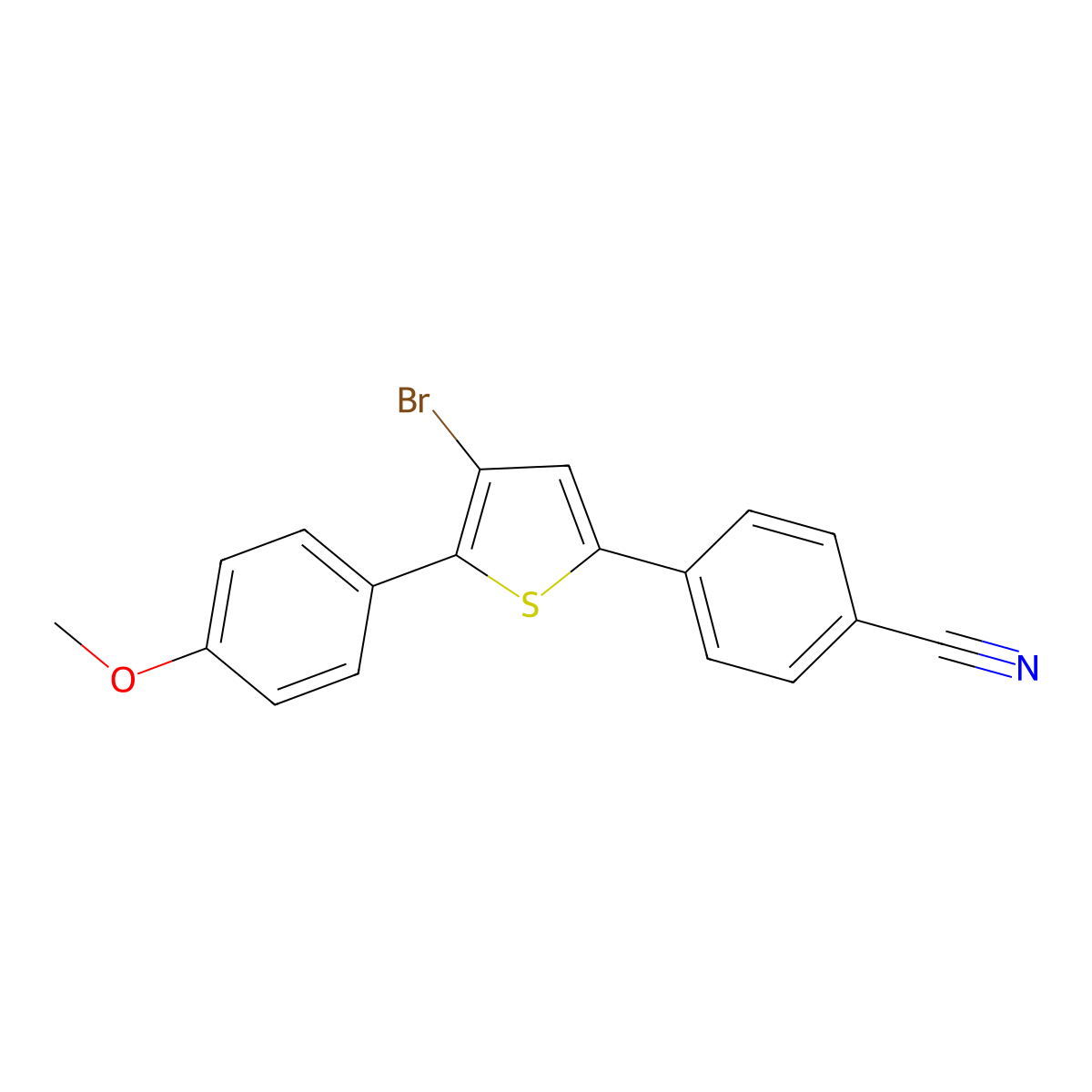4-(4-Bromo-5-(4-methoxyphenyl)thiophen-2-yl)benzonitrile molecular structure, CAS 1429209-23-3