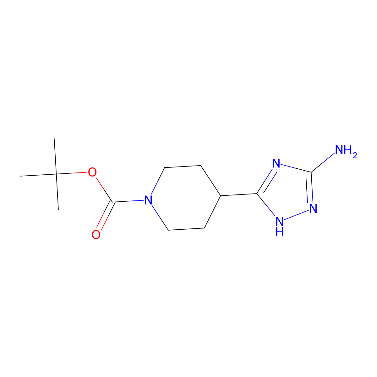 tert-butyl 4-(5-amino-1H-1,2,4-triazol-3-yl)piperidine-1-carboxylate molecular structure, CAS 1429217-58-2