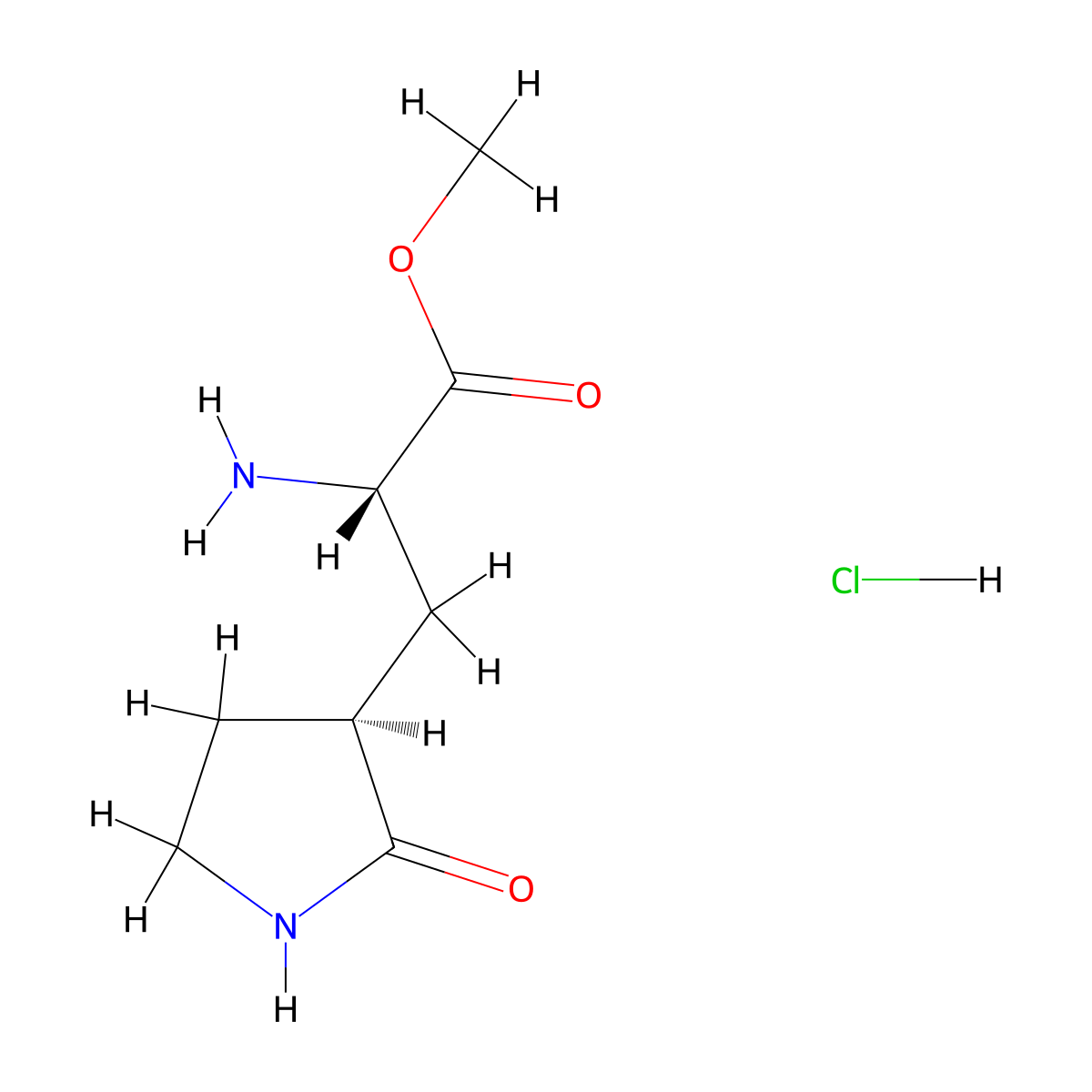 methyl (2S)-2-amino-3-[(3S)-2-oxopyrrolidin-3-yl]propanoate hydrochloride molecular structure, CAS 1429218-41-6