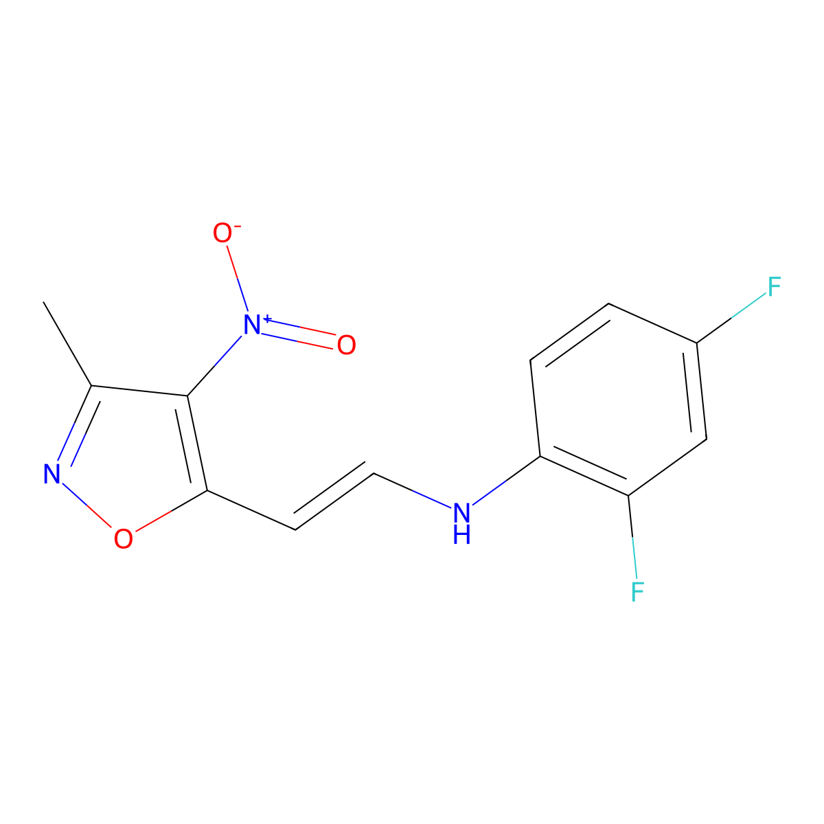 2,4-difluoro-N-[2-(3-methyl-4-nitro-5-isoxazolyl)vinyl]aniline molecular structure, CAS 1429221-12-4