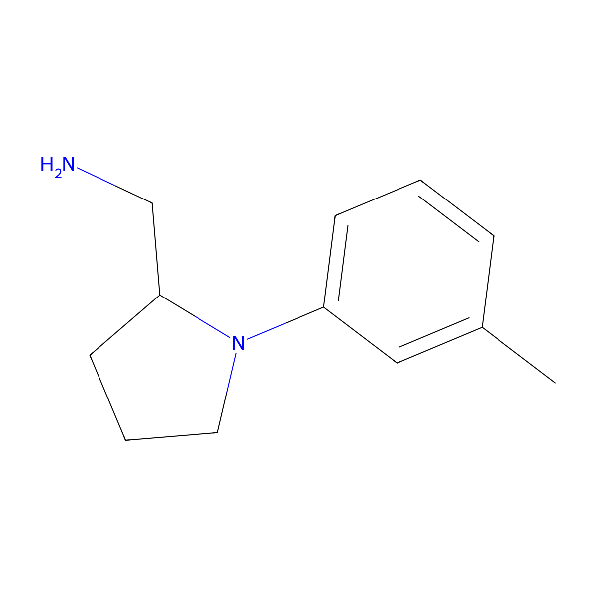 [(2R)-1-(3-methylphenyl)pyrrolidin-2-yl]methanamine molecular structure, CAS 142923-32-8