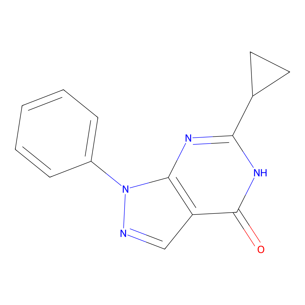 6-cyclopropyl-1-phenyl-1H,4H,5H-pyrazolo[3,4-d]pyrimidin-4-one molecular structure, CAS 1429232-68-7