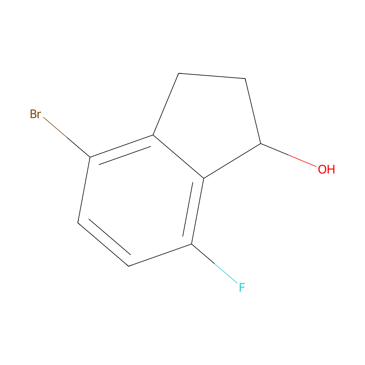 4-bromo-7-fluoro-2,3-dihydro-1H-inden-1-ol molecular structure, CAS 1429245-85-1