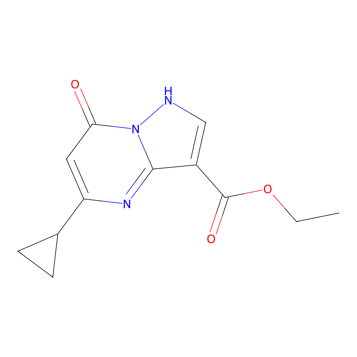 Ethyl 5-cyclopropyl-7-hydroxypyrazolo[1,5-a]pyrimidine-3-carboxylate molecular structure, CAS 1429249-70-6