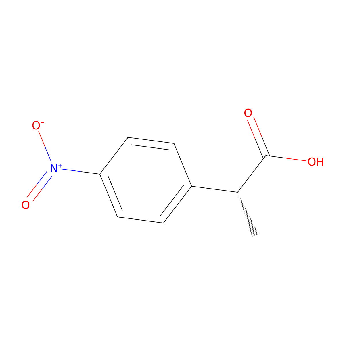 (R)-2-(4-Nitrophenyl)propanoic acid molecular structure, CAS 142927-07-9