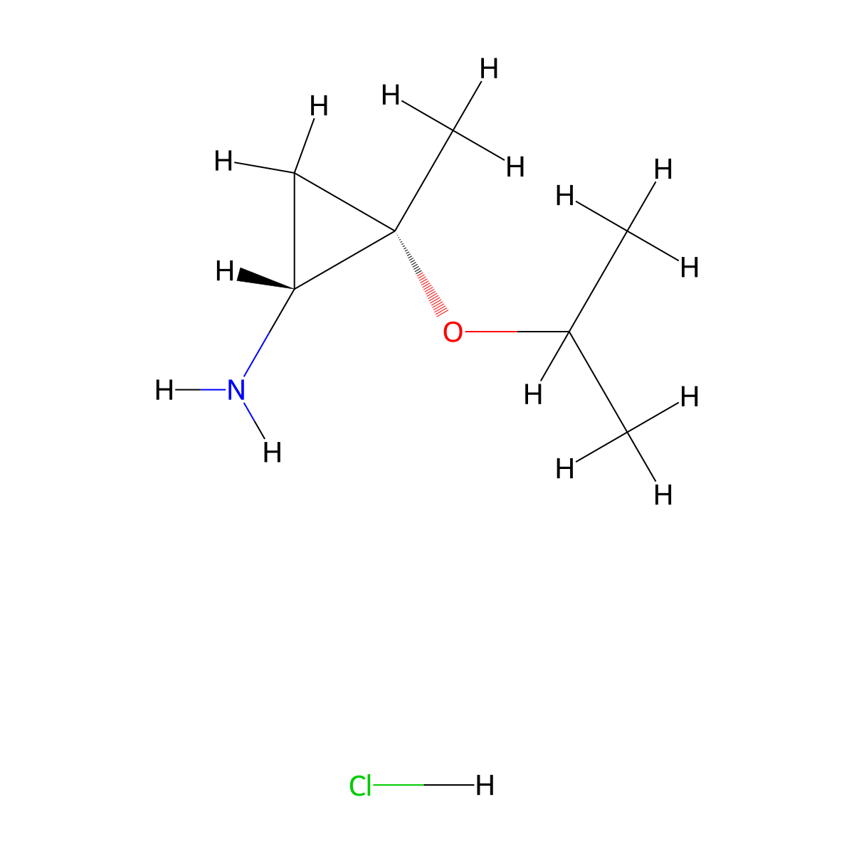 (1R,2S)-2-methyl-2-(propan-2-yloxy)cyclopropan-1-amine hydrochloride molecular structure, CAS 1429305-44-1