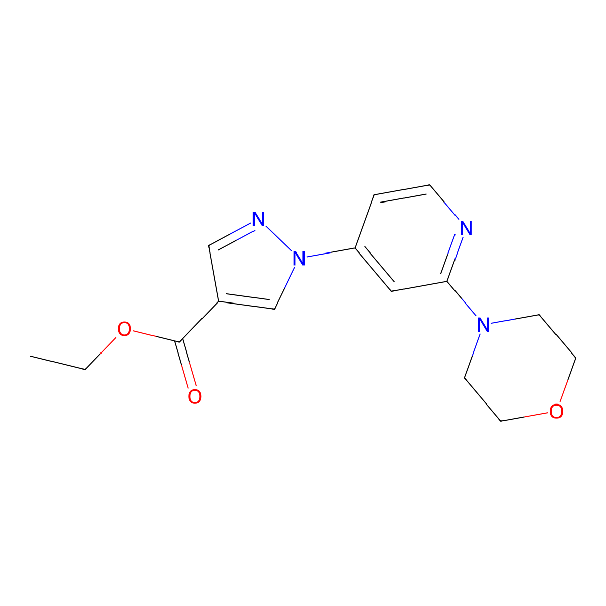 Ethyl 1-(2-morpholinopyridin-4-yl)-1H-pyrazole-4-carboxylate molecular structure, CAS 1429309-21-6