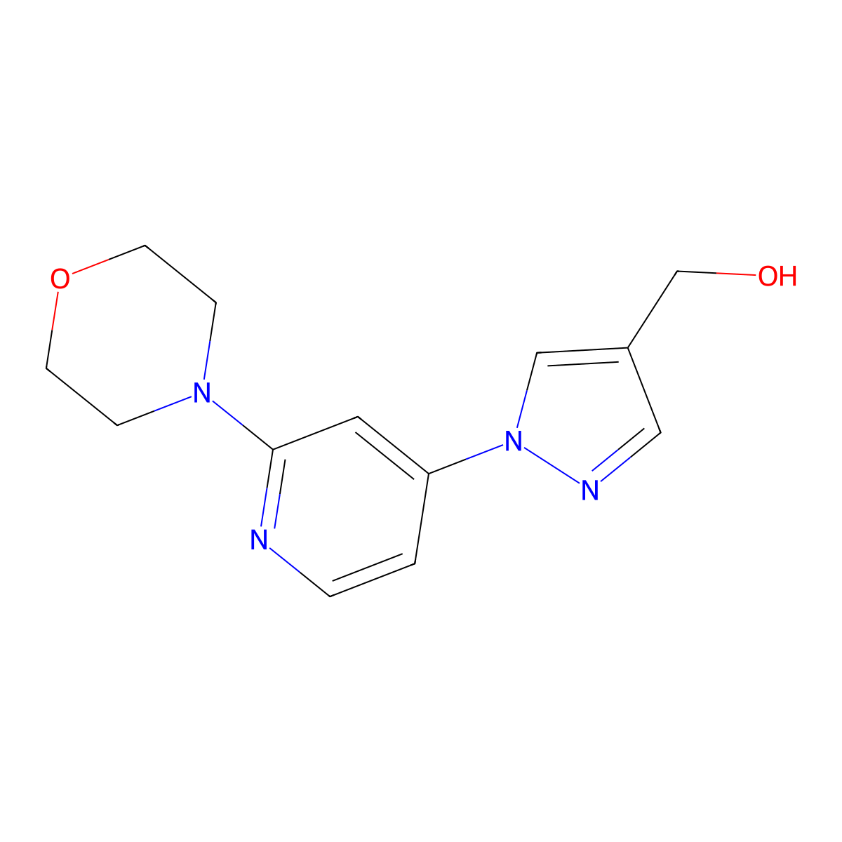 (1-(2-morpholinopyridin-4-yl)-1H-pyrazol-4-yl)methanol molecular structure, CAS 1429309-26-1