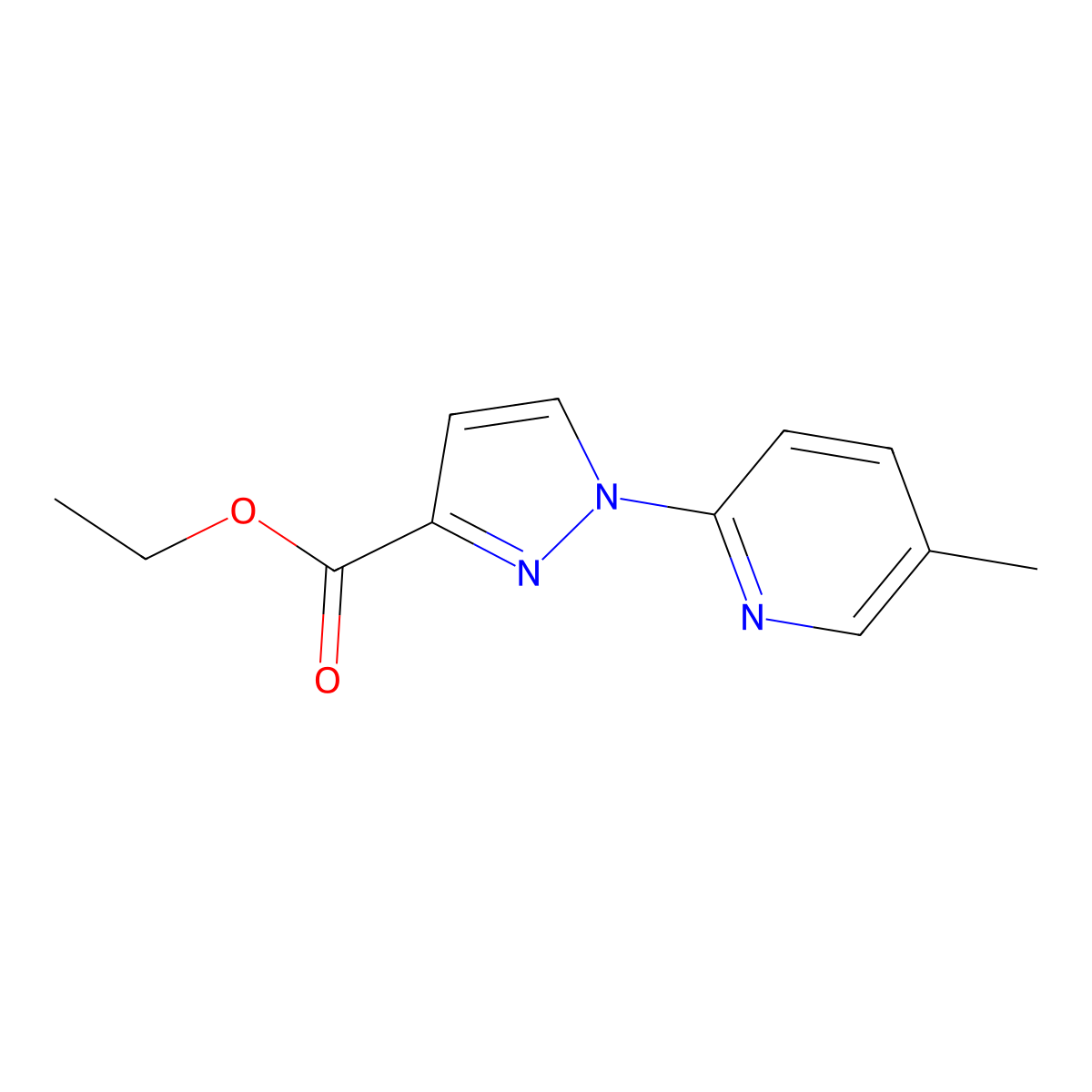 Ethyl 1-(5-methylpyridin-2-yl)-1H-pyrazole-3-carboxylate molecular structure, CAS 1429309-43-2