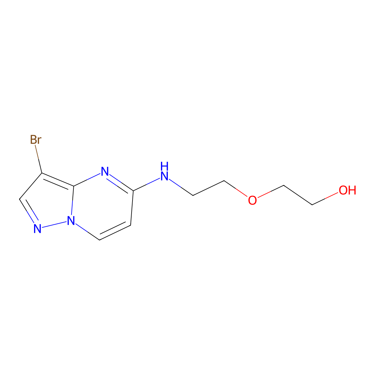 2-(2-((3-Bromopyrazolo[1,5-A]pyrimidin-5-YL)amino)ethoxy)ethanol molecular structure, CAS 1429313-04-1