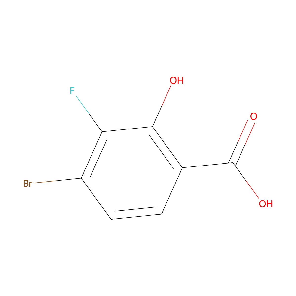 4-Bromo-3-fluoro-2-hydroxybenzoic acid molecular structure, CAS 1429321-82-3