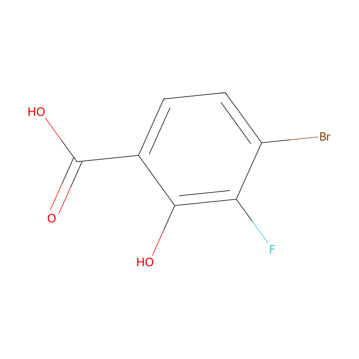 4-Bromo-3-fluoro-2-hydroxybenzoic acid molecular structure, CAS 1429321-82-3