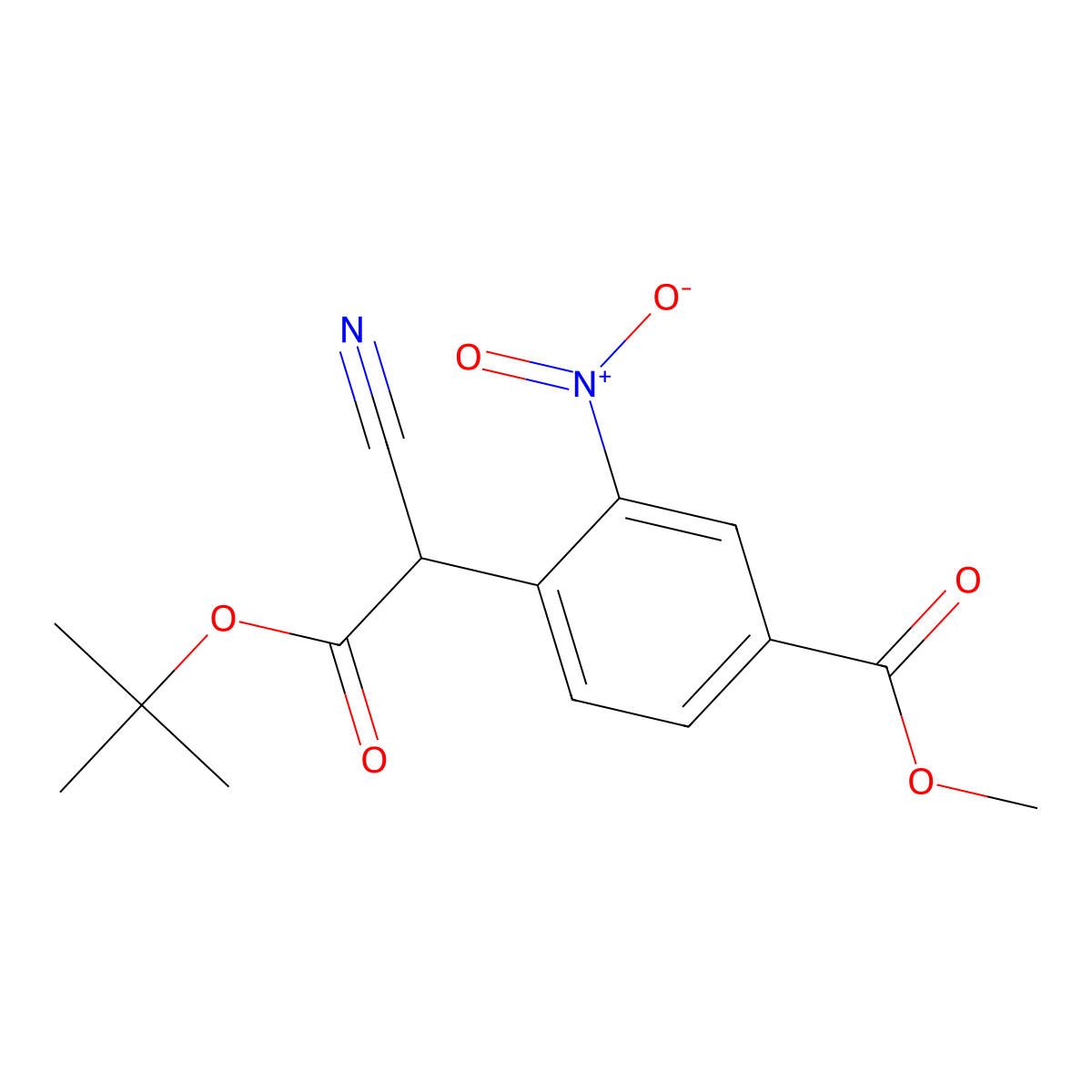 Methyl 4-(2-(tert-butoxy)-1-cyano-2-oxoethyl)-3-nitrobenzoate molecular structure, CAS 1429329-45-2