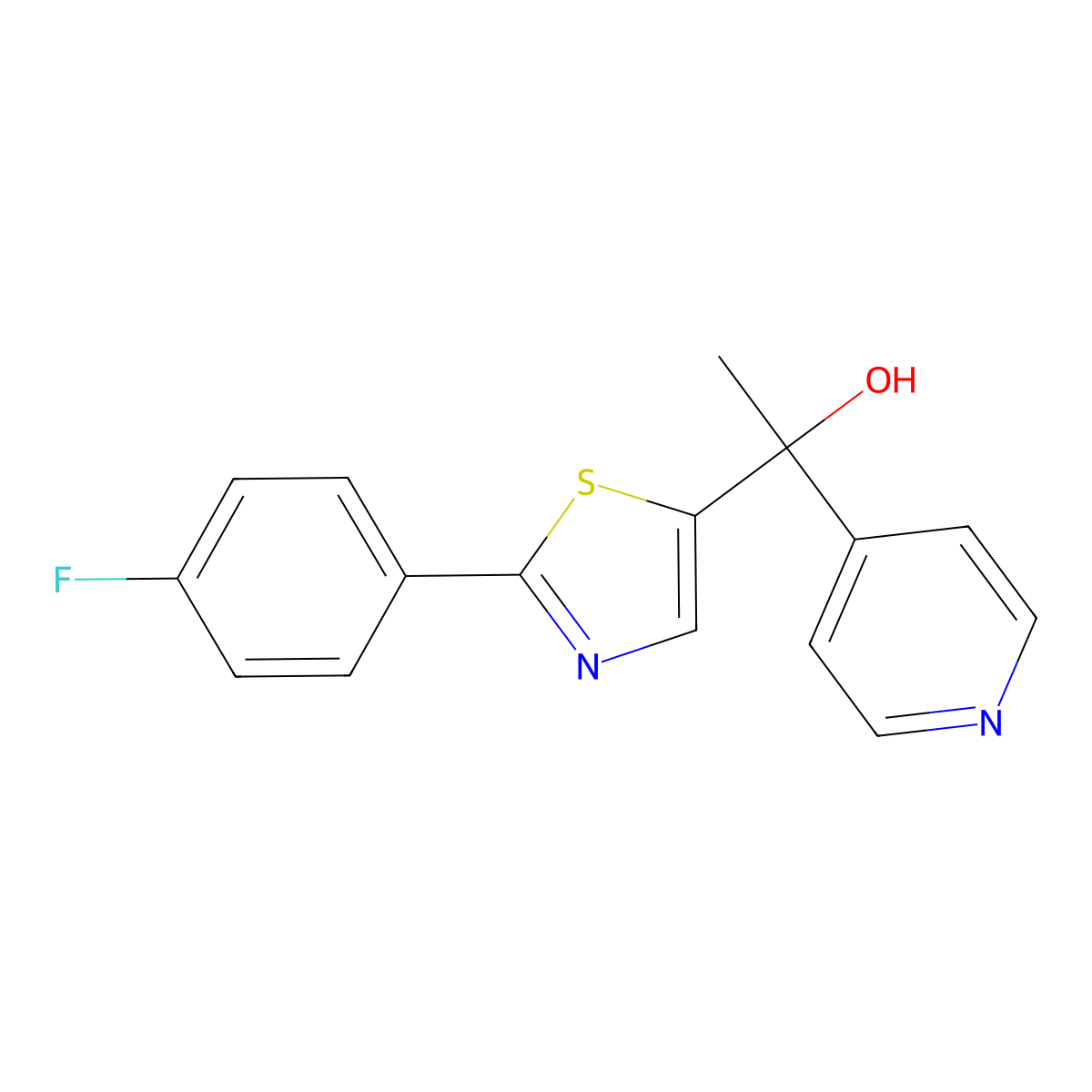 4-Pyridinemethanol, alpha-(2-(4-fluorophenyl)-5-thiazolyl)-alpha-methyl- molecular structure, CAS 1429329-63-4
