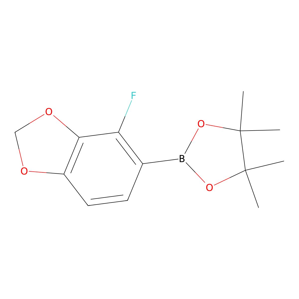 2-(4-Fluorobenzo[d][1,3]dioxol-5-yl)-4,4,5,5-tetramethyl-1,3,2-dioxaborolane molecular structure, CAS 1429340-48-6