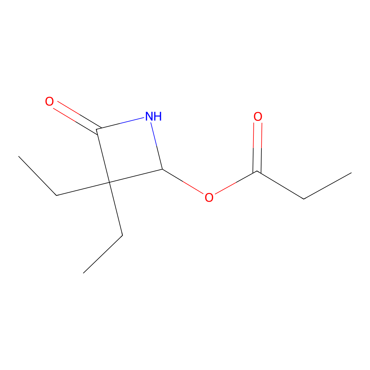 3,3-Diethyl-4-oxoazetidin-2-yl propionate molecular structure, CAS 142935-44-2