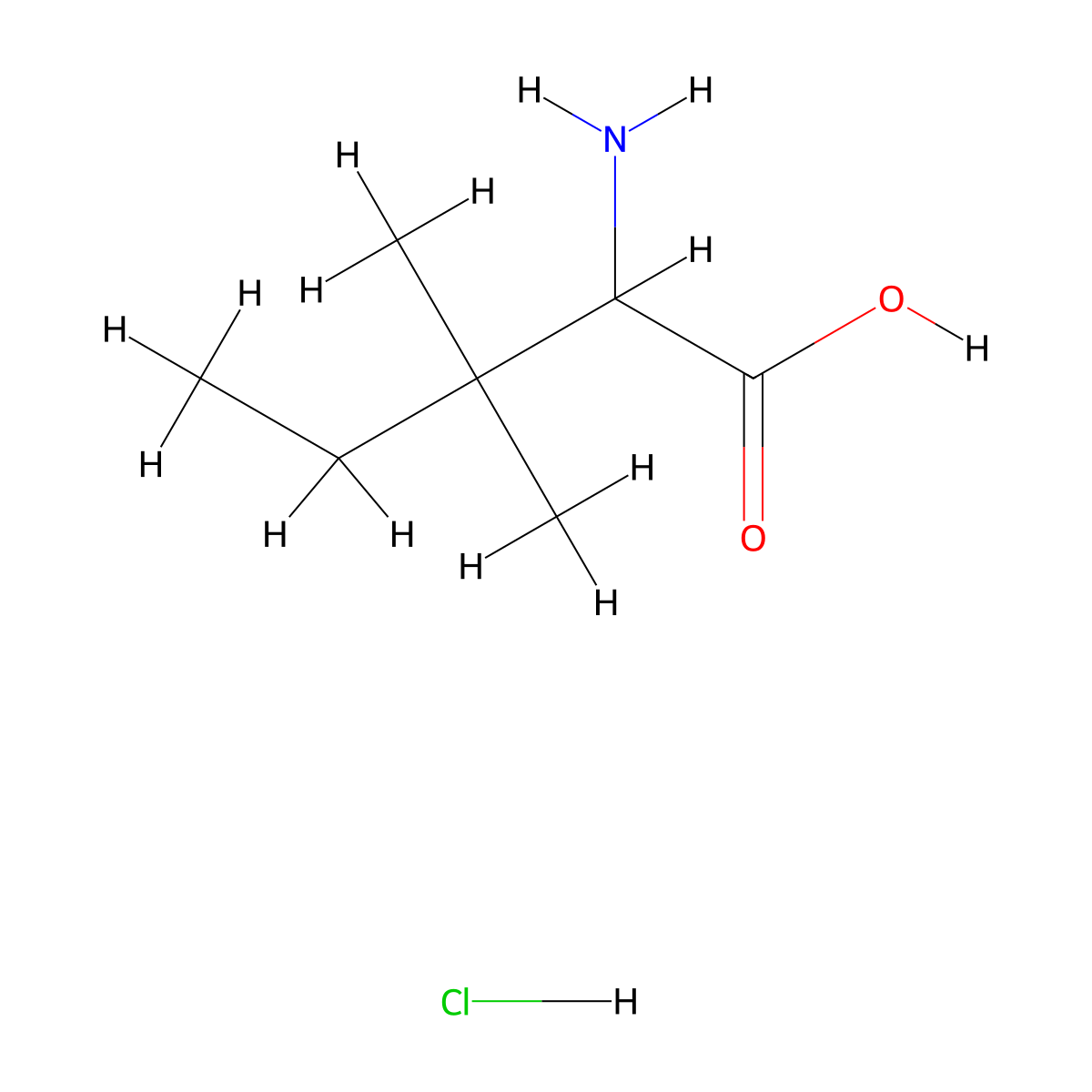 2-Amino-3,3-dimethylpentanoic acid hydrochloride molecular structure, CAS 142937-81-3