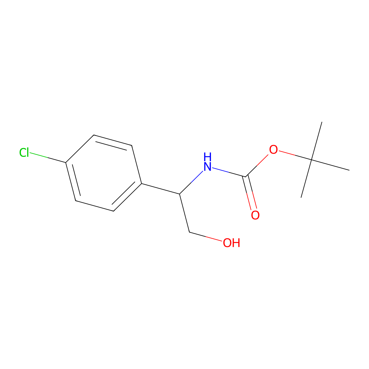 tert-Butyl (R)-(1-(4-chlorophenyl)-2-hydroxyethyl)carbamate molecular structure, CAS 1429382-71-7