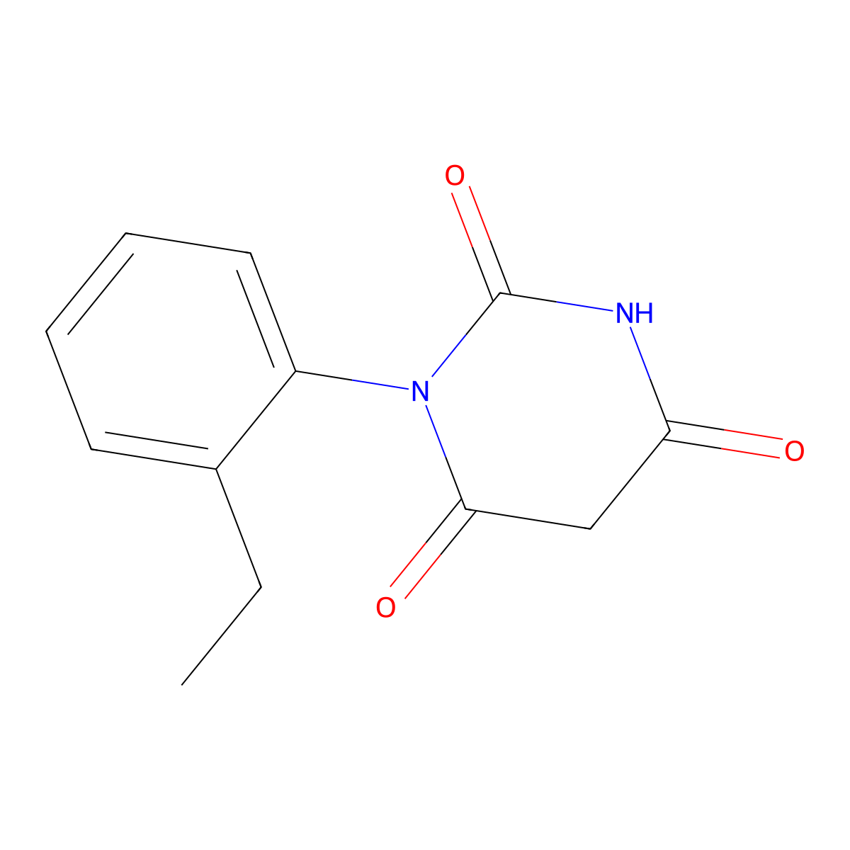 1-(2-ethylphenyl)pyrimidine-2,4,6(1H,3H,5H)-trione molecular structure, CAS 142940-81-6