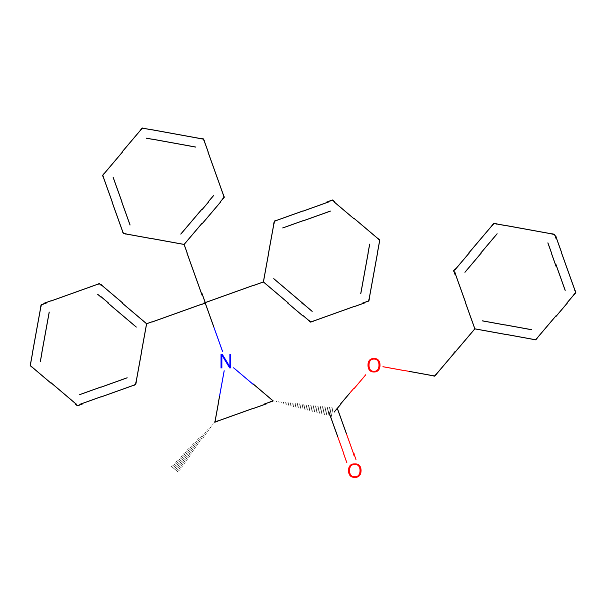benzyl (2S,3S)-1-trityl-3-methyl-2-aziridinecarboxylate molecular structure, CAS 142941-66-0