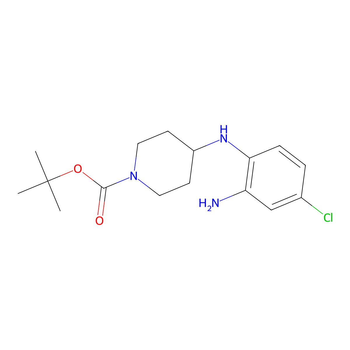 tert-Butyl 4-((2-amino-4-chlorophenyl)amino)piperidine-1-carboxylate molecular structure, CAS 1429415-80-4