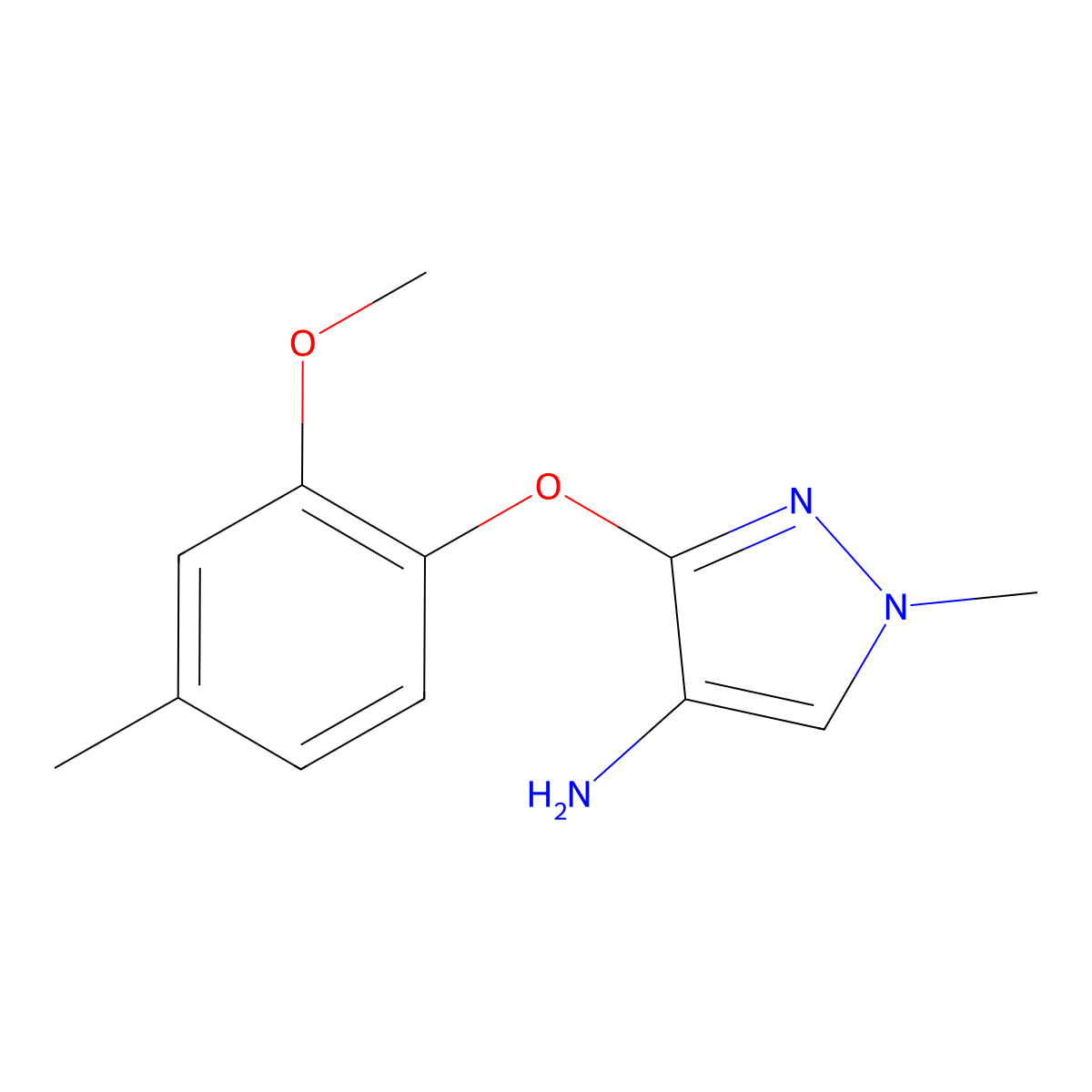 3-(2-methoxy-4-methylphenoxy)-1-methyl-1H-pyrazol-4-amine molecular structure, CAS 1429417-43-5