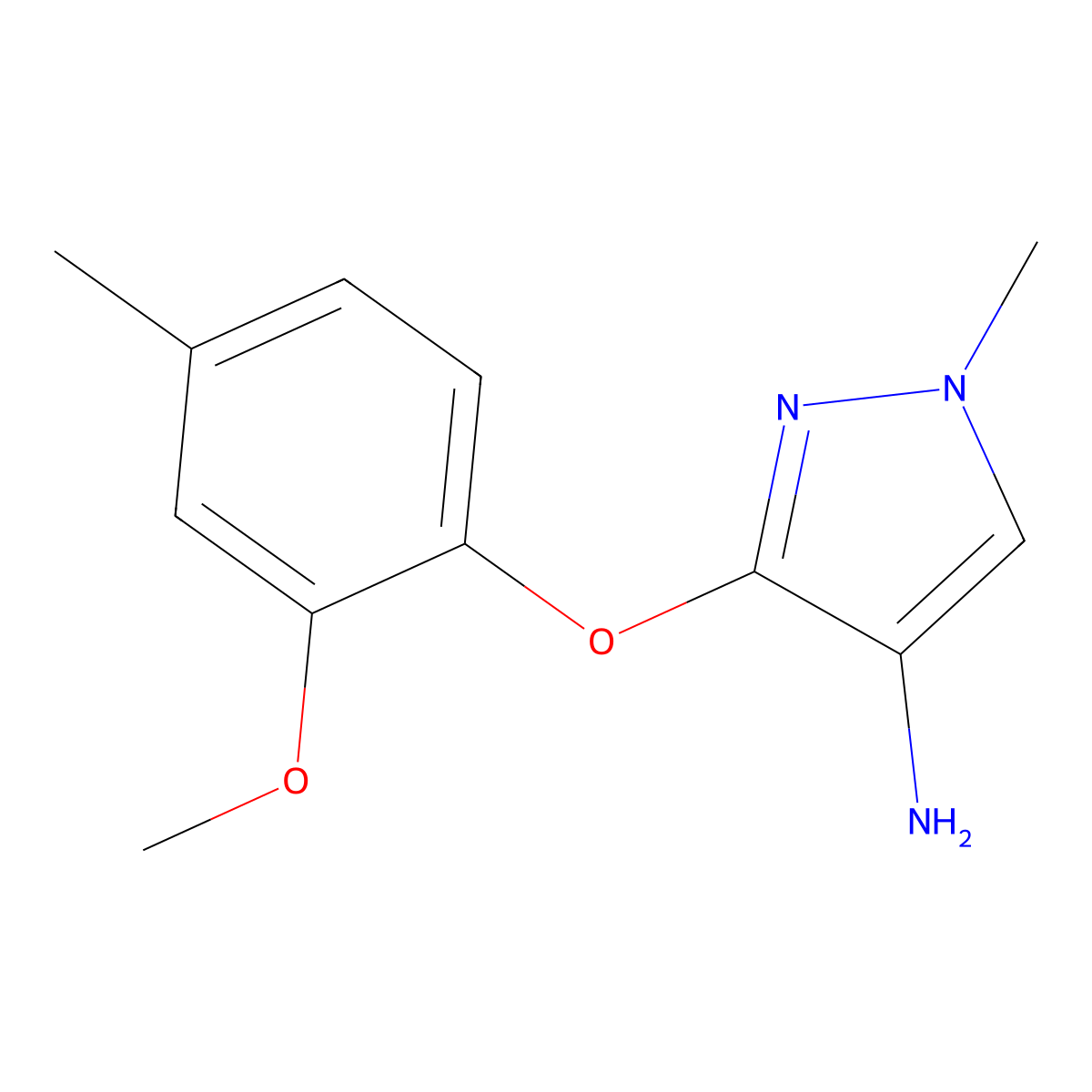 3-(2-methoxy-4-methylphenoxy)-1-methyl-1H-pyrazol-4-amine molecular structure, CAS 1429417-43-5