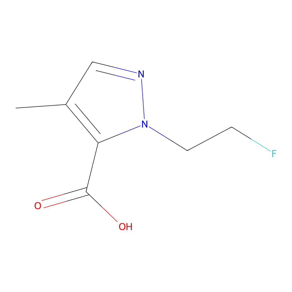 1-(2-Fluoroethyl)-4-methyl-1H-pyrazole-5-carboxylic acid molecular structure, CAS 1429417-50-4