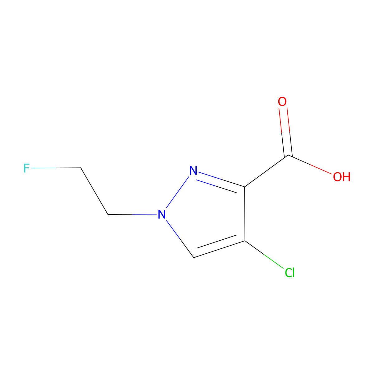 4-Chloro-1-(2-fluoroethyl)-1H-pyrazole-3-carboxylic acid molecular structure, CAS 1429417-52-6
