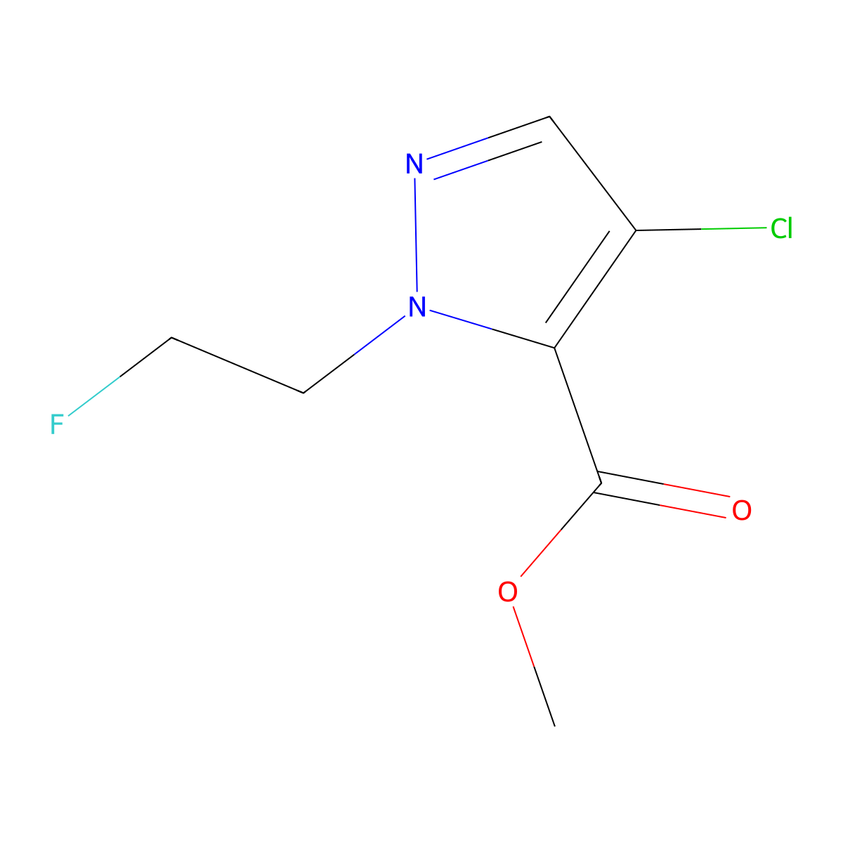 Methyl 4-chloro-1-(2-fluoroethyl)-1H-pyrazole-5-carboxylate molecular structure, CAS 1429417-55-9