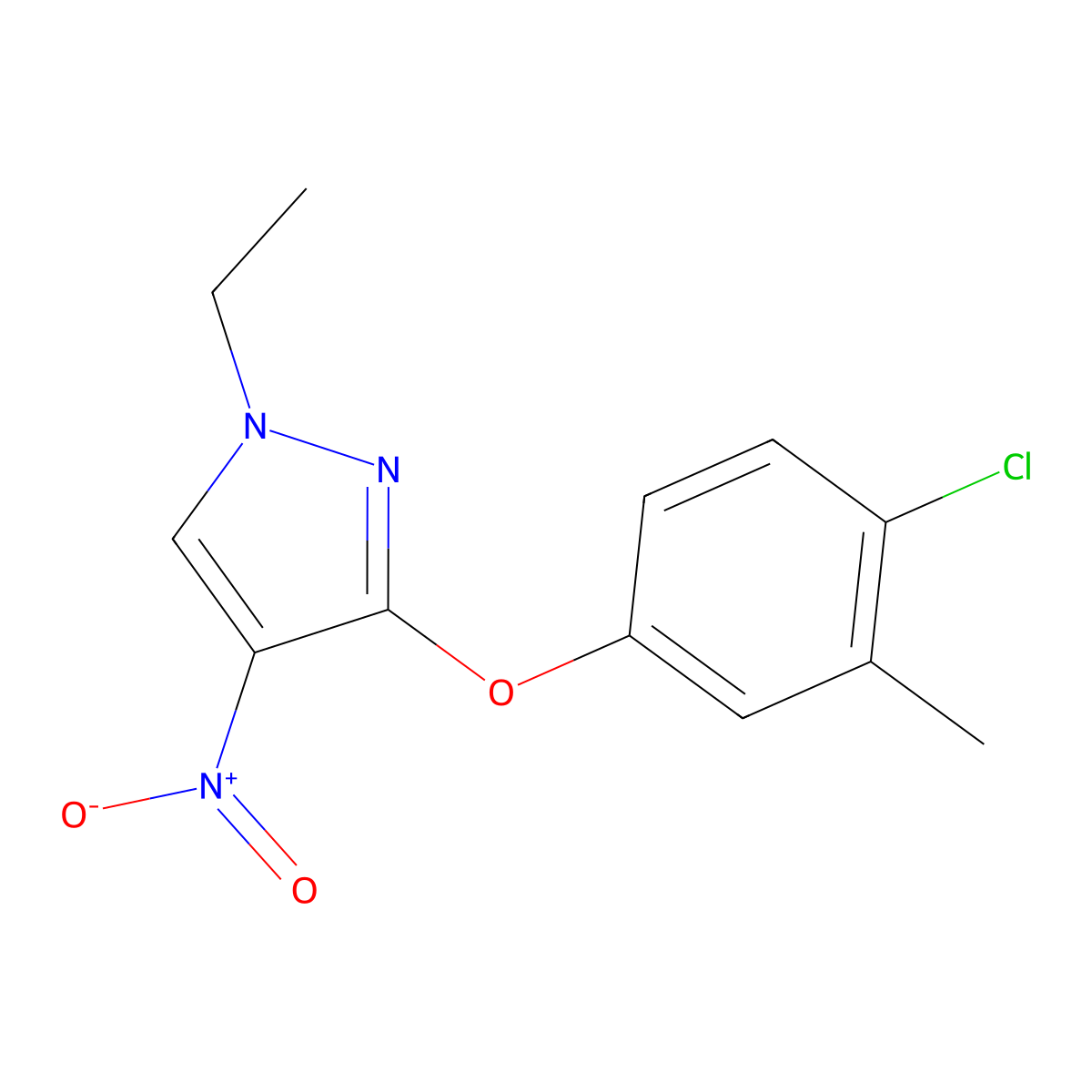 3-(4-chloro-3-methylphenoxy)-1-ethyl-4-nitro-1H-pyrazole molecular structure, CAS 1429417-79-7