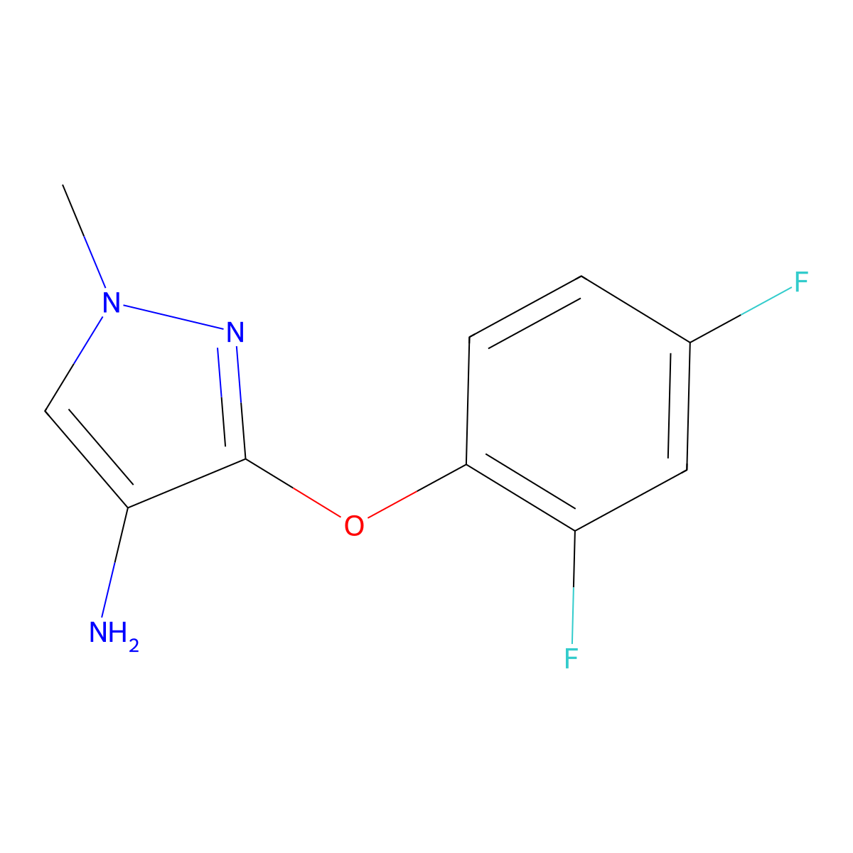 3-(2,4-difluorophenoxy)-1-methyl-1H-pyrazol-4-amine molecular structure, CAS 1429417-94-6