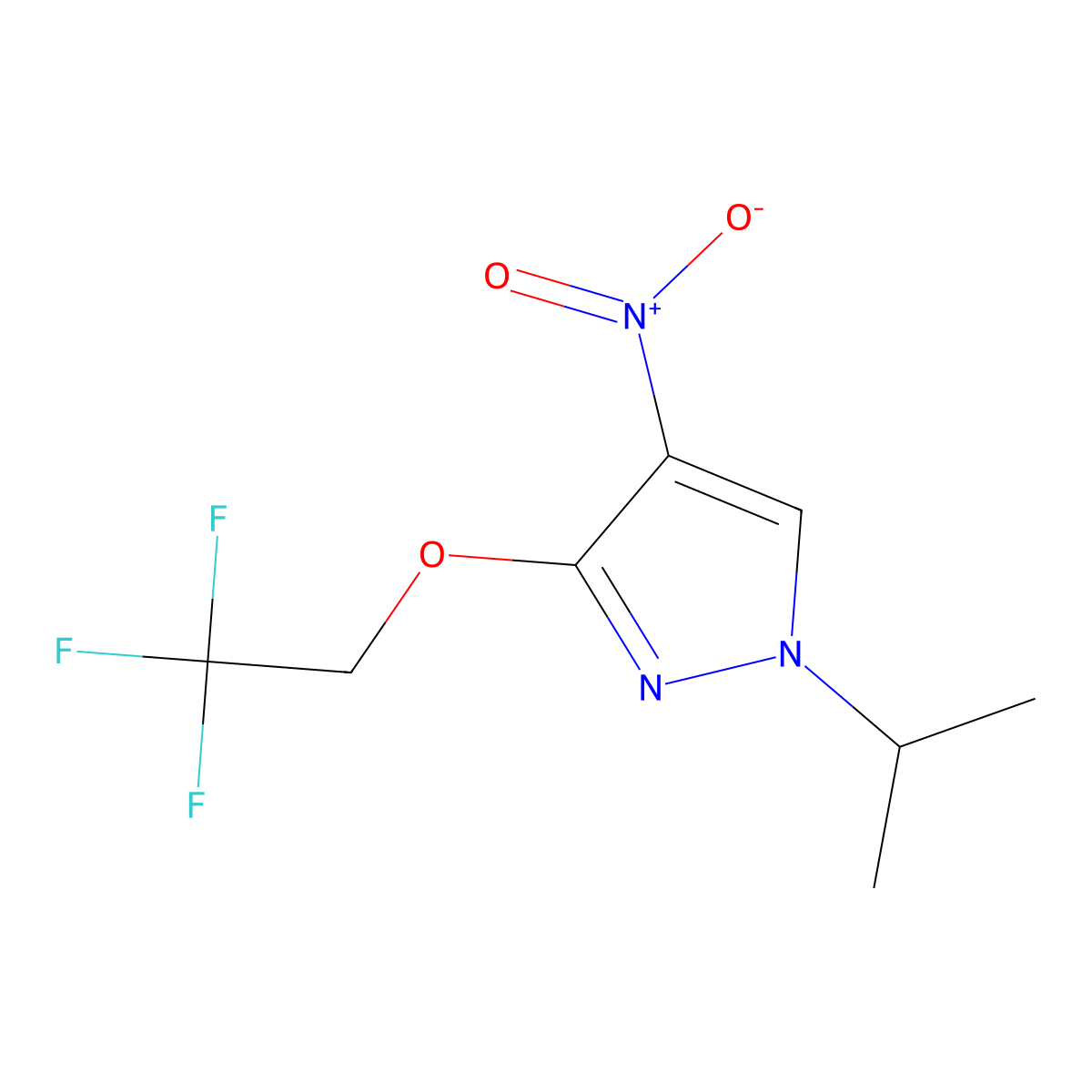 1-Isopropyl-4-nitro-3-(2,2,2-trifluoroethoxy)-1H-pyrazole molecular structure, CAS 1429418-01-8