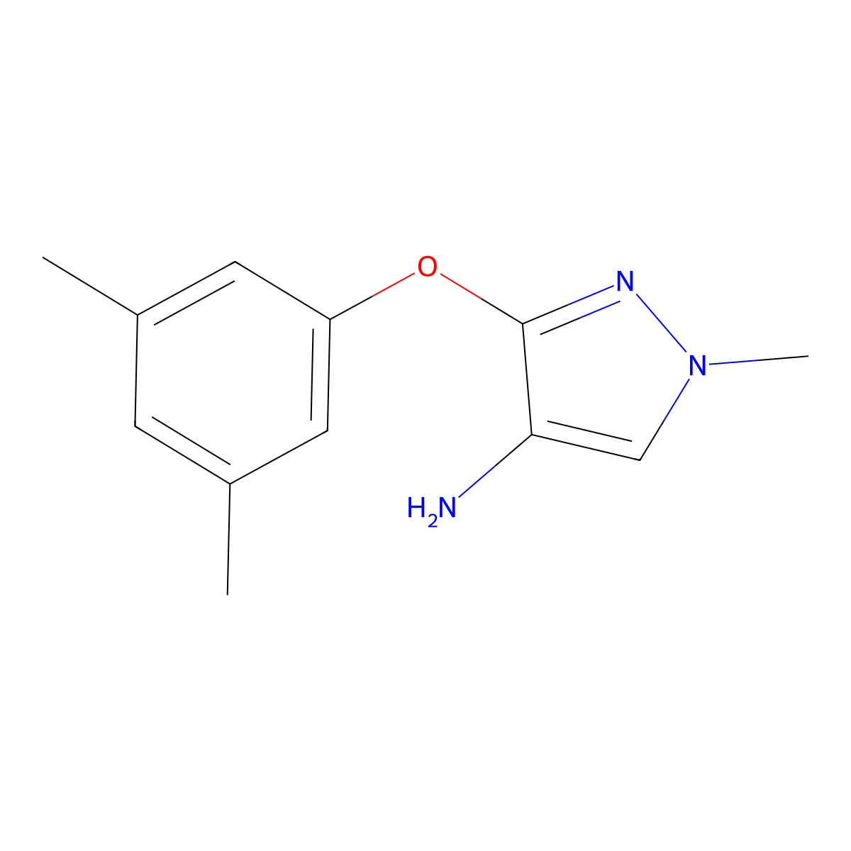 3-(3,5-dimethylphenoxy)-1-methyl-1H-pyrazol-4-amine molecular structure, CAS 1429418-16-5