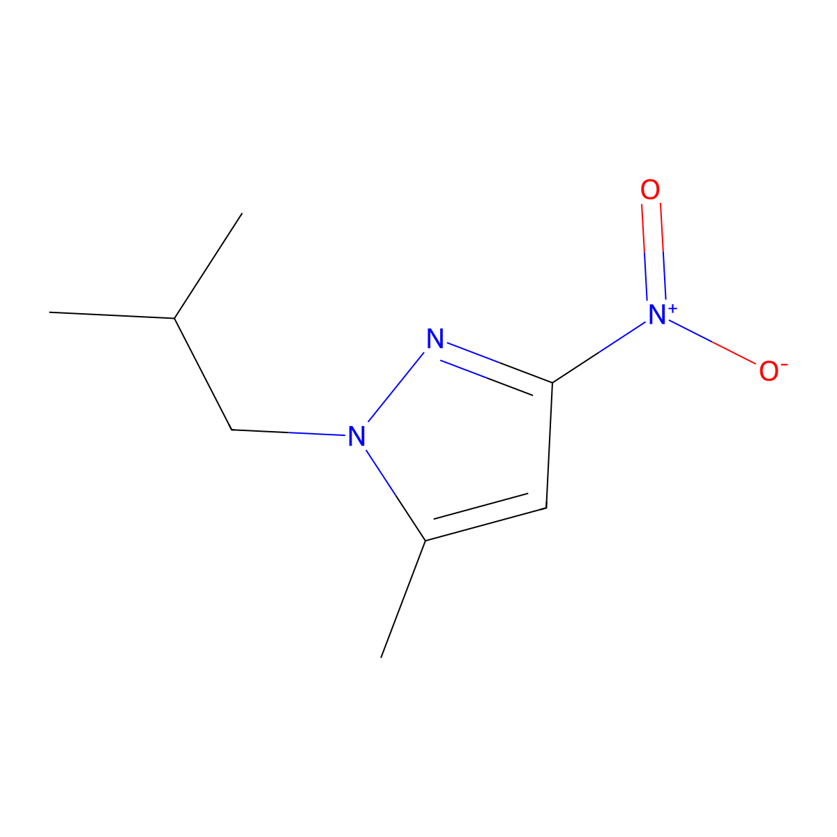 1-Isobutyl-5-methyl-3-nitro-1H-pyrazole molecular structure, CAS 1429418-19-8