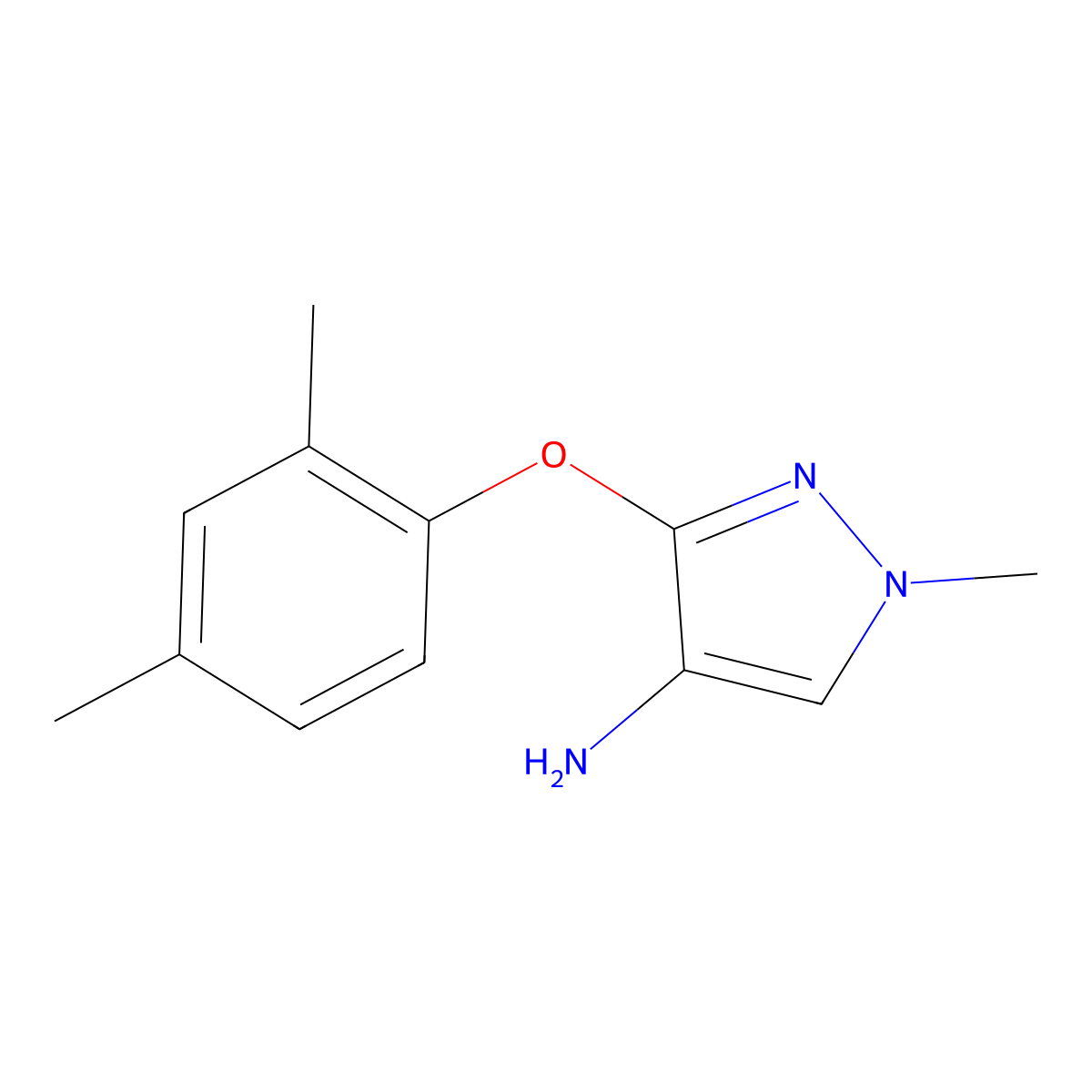 3-(2,4-dimethylphenoxy)-1-methyl-1H-pyrazol-4-amine molecular structure, CAS 1429418-27-8
