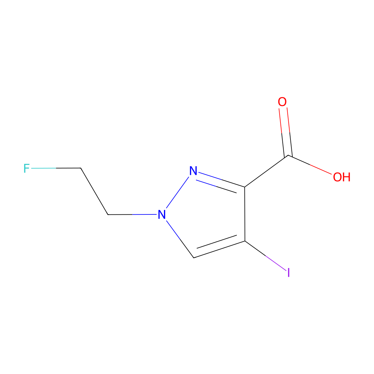 1-(2-Fluoroethyl)-4-iodo-1H-pyrazole-3-carboxylic acid molecular structure, CAS 1429418-56-3