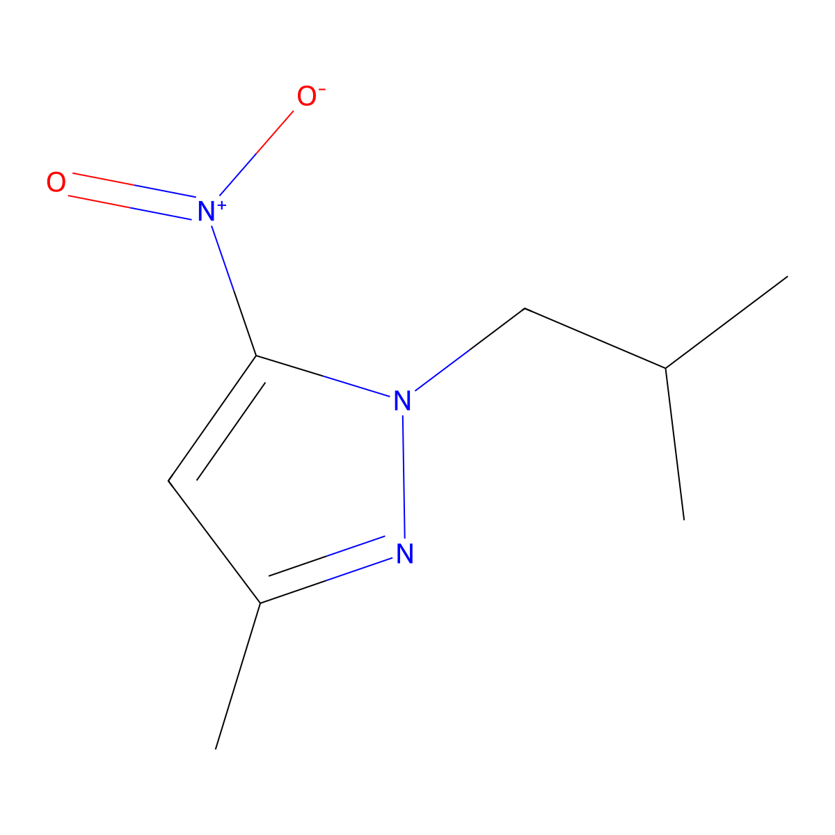3-methyl-1-(2-methylpropyl)-5-nitro-1H-pyrazole molecular structure, CAS 1429418-84-7