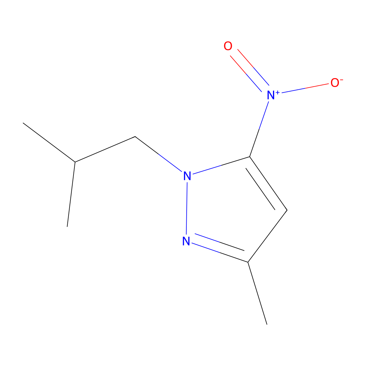 3-methyl-1-(2-methylpropyl)-5-nitro-1H-pyrazole molecular structure, CAS 1429418-84-7