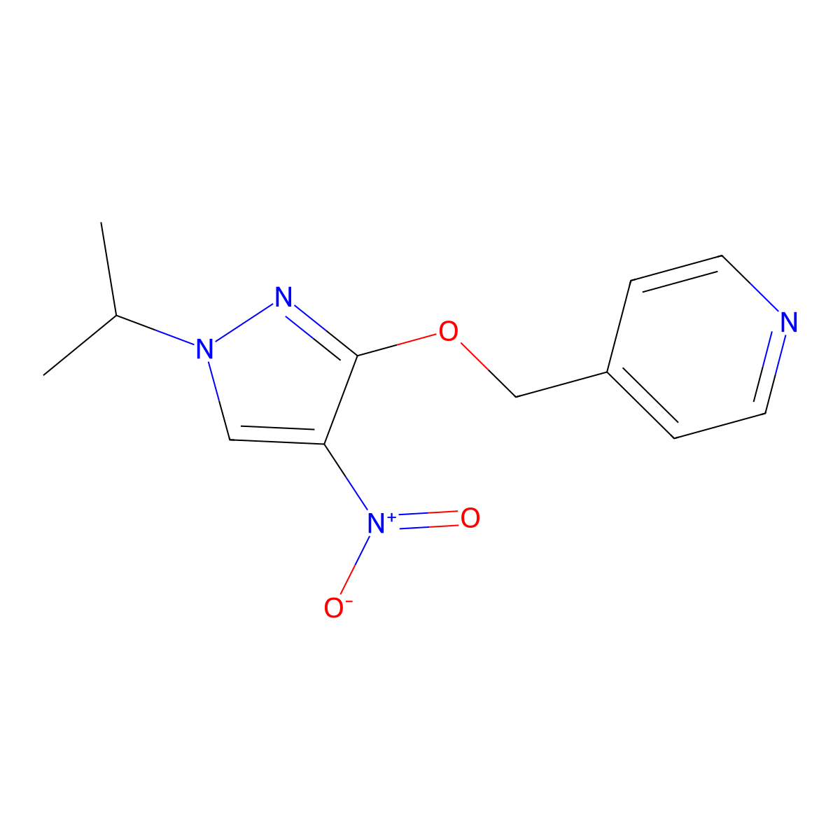 4-{[(1-isopropyl-4-nitro-1H-pyrazol-3-yl)oxy]methyl}pyridine molecular structure, CAS 1429418-93-8