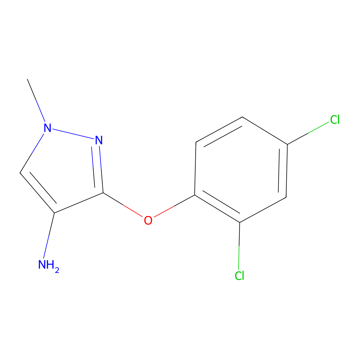 3-(2,4-dichlorophenoxy)-1-methyl-1H-pyrazol-4-amine molecular structure, CAS 1429418-96-1