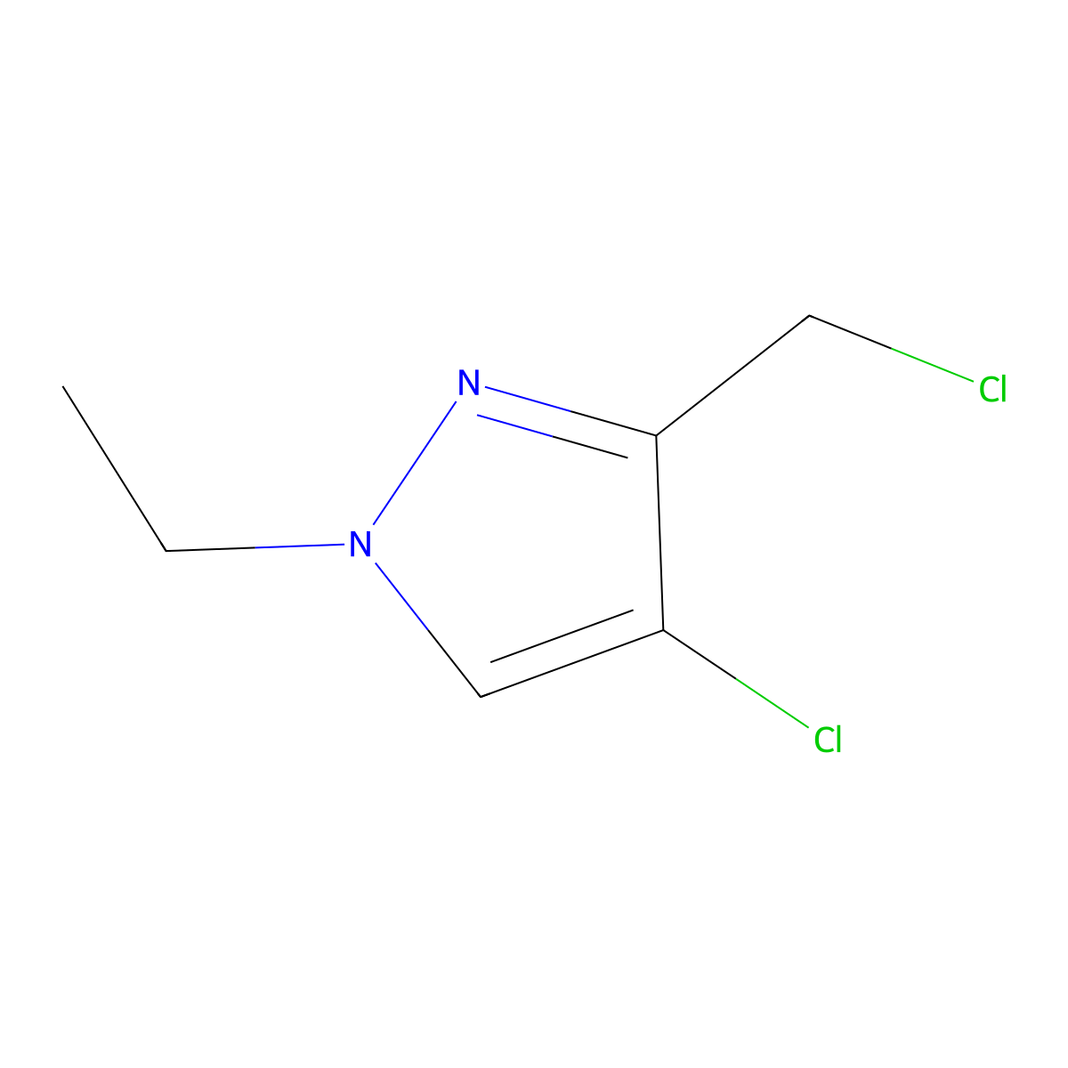 4-chloro-3-(chloromethyl)-1-ethyl-1H-pyrazole molecular structure, CAS 1429419-10-2