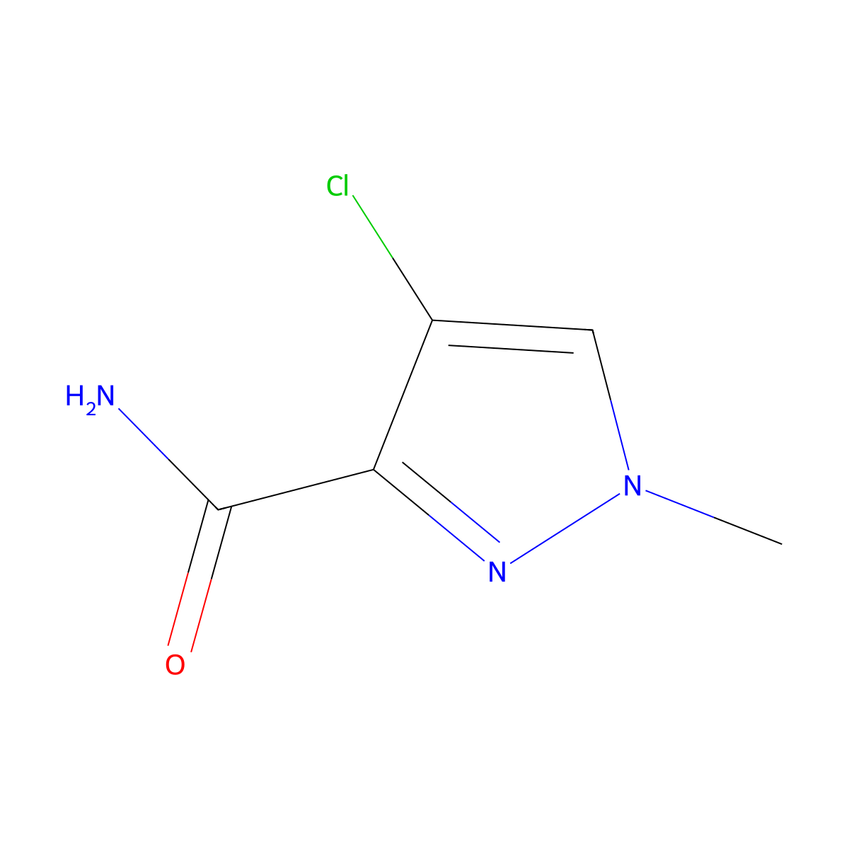 4-Chloro-1-methyl-1H-pyrazole-3-carboxamide molecular structure, CAS 1429419-11-3