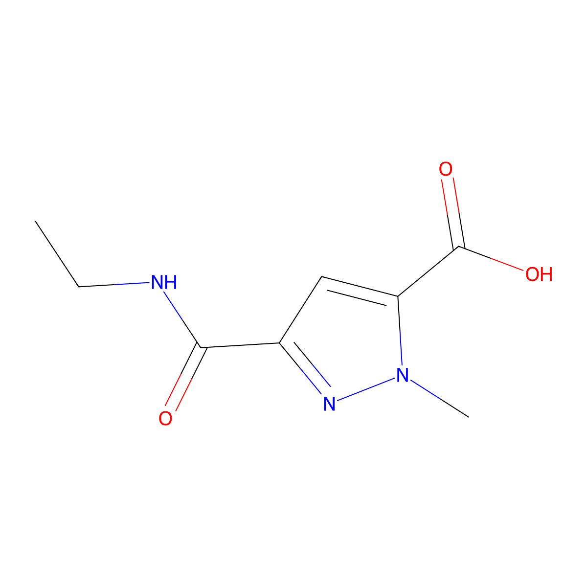 3-(ethylcarbamoyl)-1-methyl-1H-pyrazole-5-carboxylic acid molecular structure, CAS 1429419-20-4