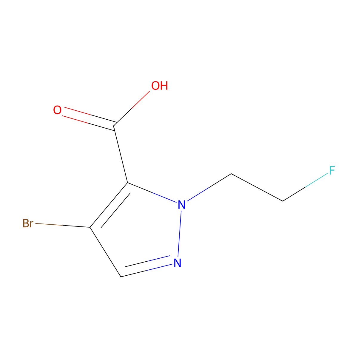 4-bromo-1-(2-fluoroethyl)-1H-pyrazole-5-carboxylic acid molecular structure, CAS 1429419-24-8